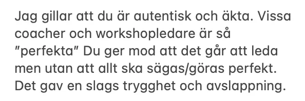 Testimonial from participant